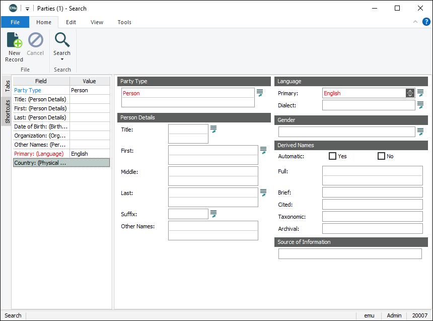 Shortcut List colours